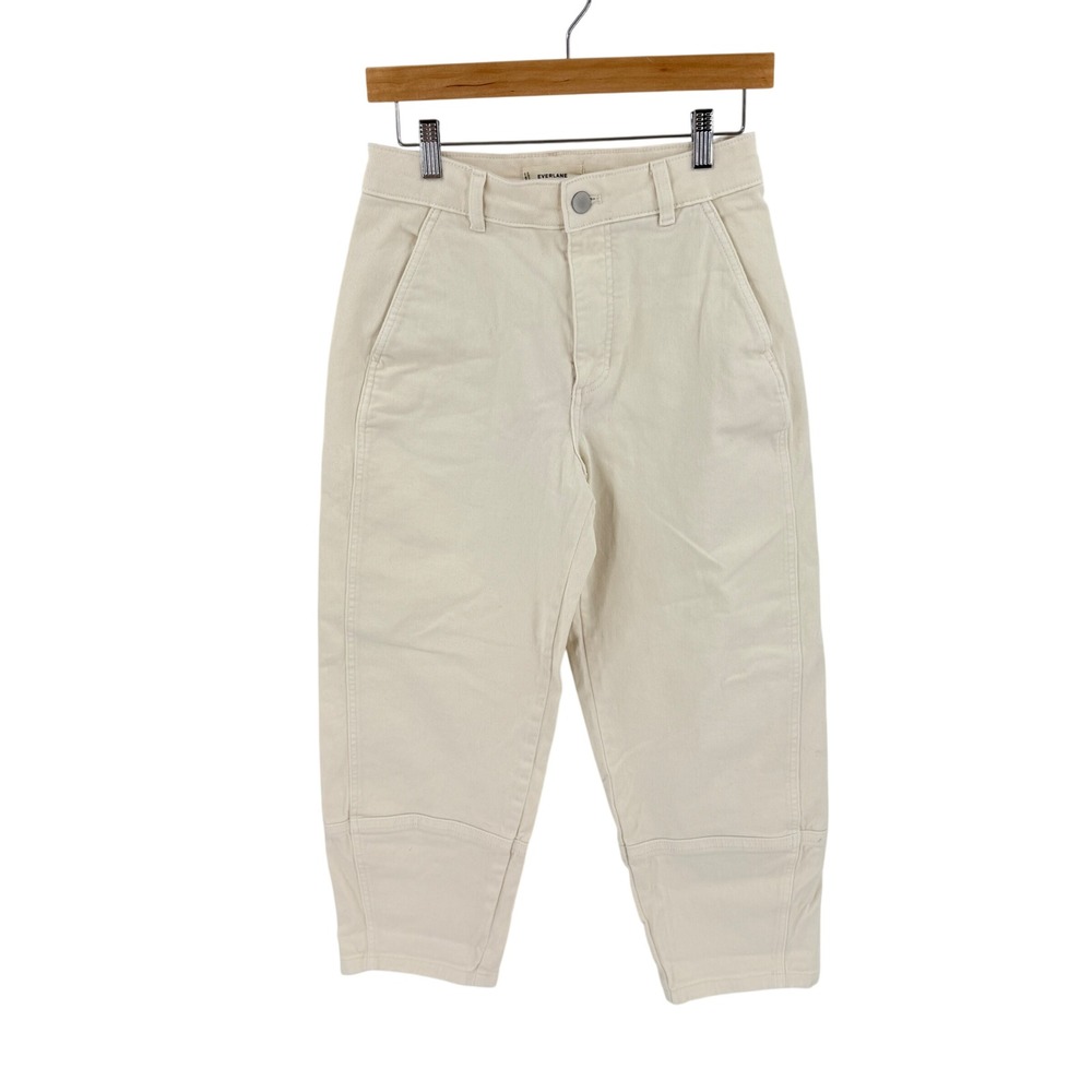 Everlane Utility Barrel Pant Bone White 4 High Rise Organic Cotton Minimalist